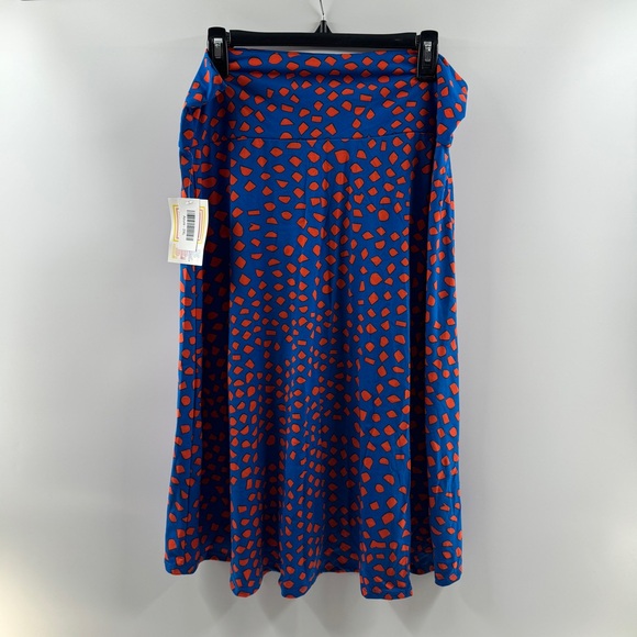 LuLaRoe Dresses & Skirts - LuLaRoe Azure Skirt NWT – Women’s 2XL Blue & Red Speckled Print